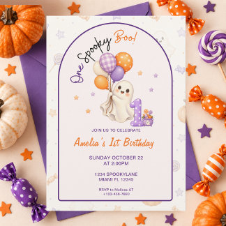 Invitación de cumpleaños número 1 de One Spooky Bo