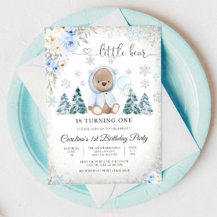 Invitación de cumpleaños número 1 de Osito de invi