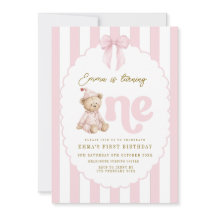 Invitación de cumpleaños número 1 de osito de pelu