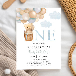 Invitación de cumpleaños número 1 de osito primeri