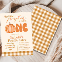Invitación de cumpleaños número 1 de otoño Little 