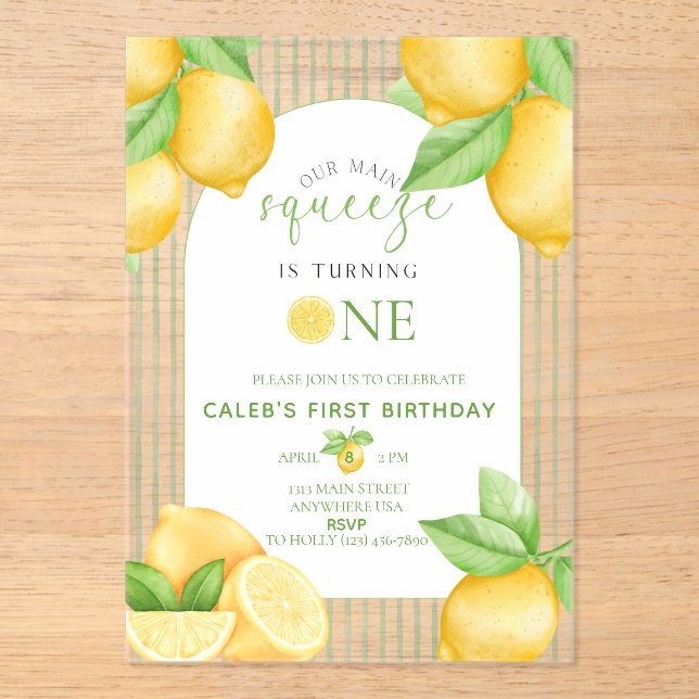 Invitación de cumpleaños número 1 de Our Main Sque (Anverso)