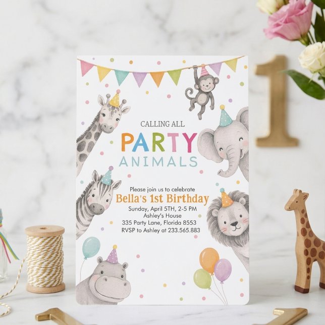 Invitación de cumpleaños número 1 de Party Animals (Subido por el creador)