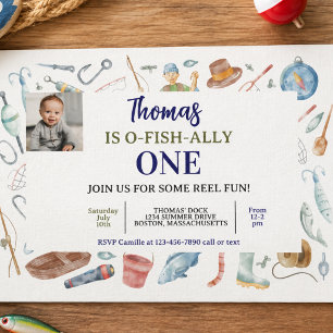 Invitación de cumpleaños número 1 de pesca O-Pes