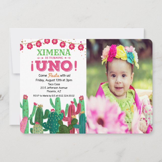 Invitación de cumpleaños número 1 de Photo Fiesta (Anverso)