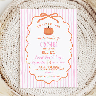 Invitación de cumpleaños número 1 de Pink Little P