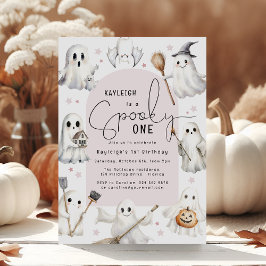 Invitación de cumpleaños número 1 de Pink Spooky O