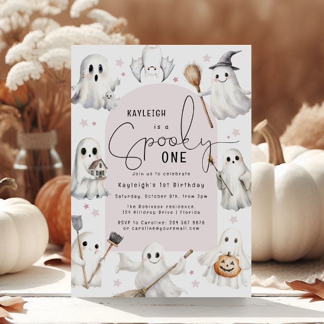 Invitación de cumpleaños número 1 de Pink Spooky O (Subido por el creador)