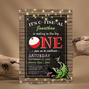 Invitación de cumpleaños número 1 de Reel One Fish