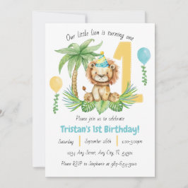 Invitación de cumpleaños número 1 de Safari de Leó