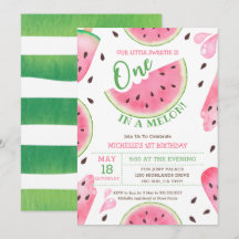 Invitación de cumpleaños número 1 de Sandía One In
