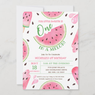 Invitación de cumpleaños número 1 de Sandía One In