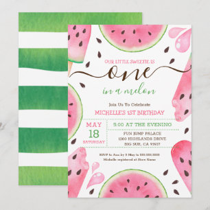 Invitación de cumpleaños número 1 de Sandía One In