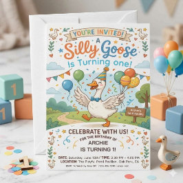 Invitación de cumpleaños número 1 de Silly Goose |