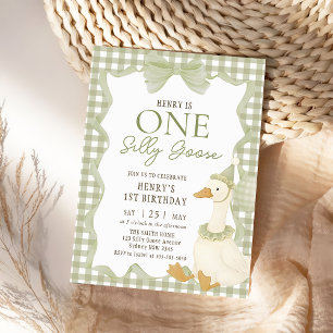 Invitación de cumpleaños número 1 de Silly Goose c