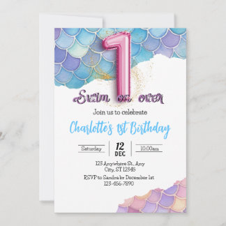 Invitación de cumpleaños número 1 de Sirena