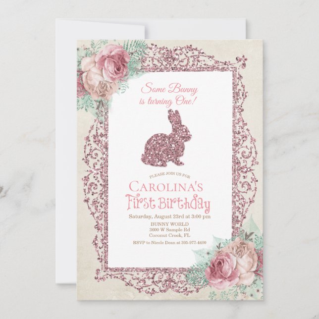 Invitación de cumpleaños número 1 de Some Bunny Fi (Anverso)