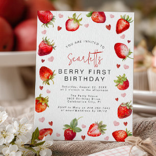 Invitación de cumpleaños número 1 de Sweet Berry