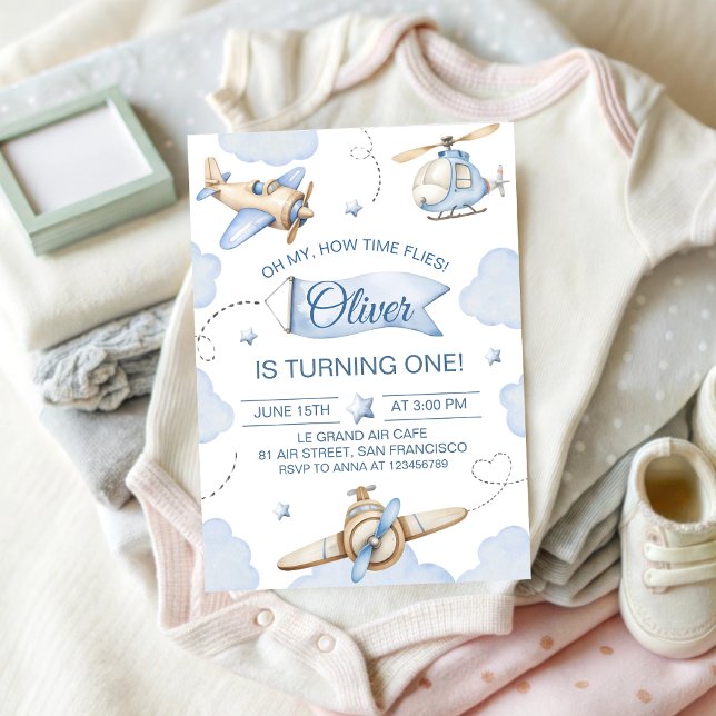Invitación de cumpleaños número 1 de Time Flies Av (Subido por el creador)