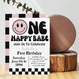Invitación de cumpleaños número 1 de una niña feli