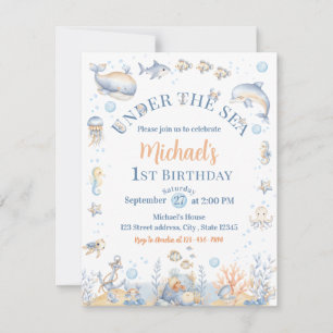 Invitación de cumpleaños número 1 de Under the Sea