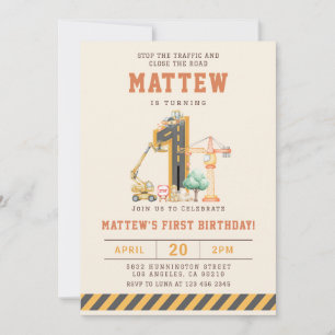 Invitación de cumpleaños número 1 de Vehículos de