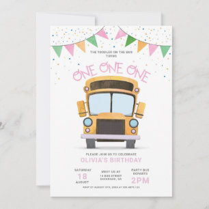 Invitación de cumpleaños número 1 de Wheels on the