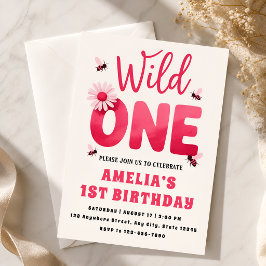 Invitación de cumpleaños número 1 de Wild One niña