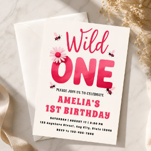 Invitación de cumpleaños número 1 de Wild One niña