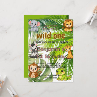 Invitación de cumpleaños número 1 de Wild One Safa