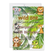 Invitación de cumpleaños número 1 de Wild One Safa