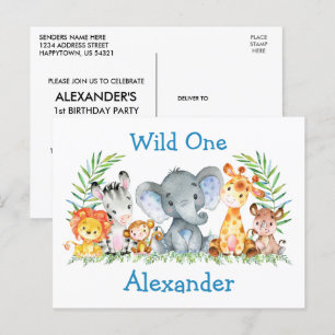 Invitación de cumpleaños número 1 de Wild One Safa