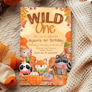 Invitación de cumpleaños número 1 de Wild One Wood