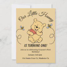 invitación de cumpleaños número 1 de Winnie Pooh