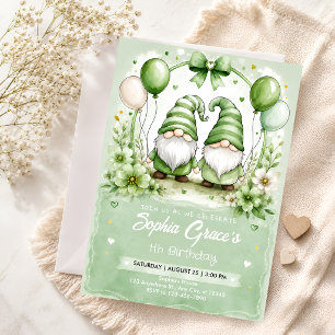 Invitación de cumpleaños número 1 del Gnomo Verde