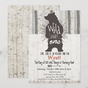 Invitación de cumpleaños número 1 del Oso Grande W