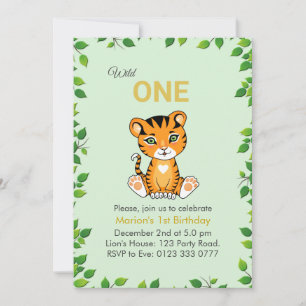 Invitación de cumpleaños número 1 del tigre salvaj