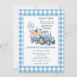 Invitación de cumpleaños número 1 del tractor de g