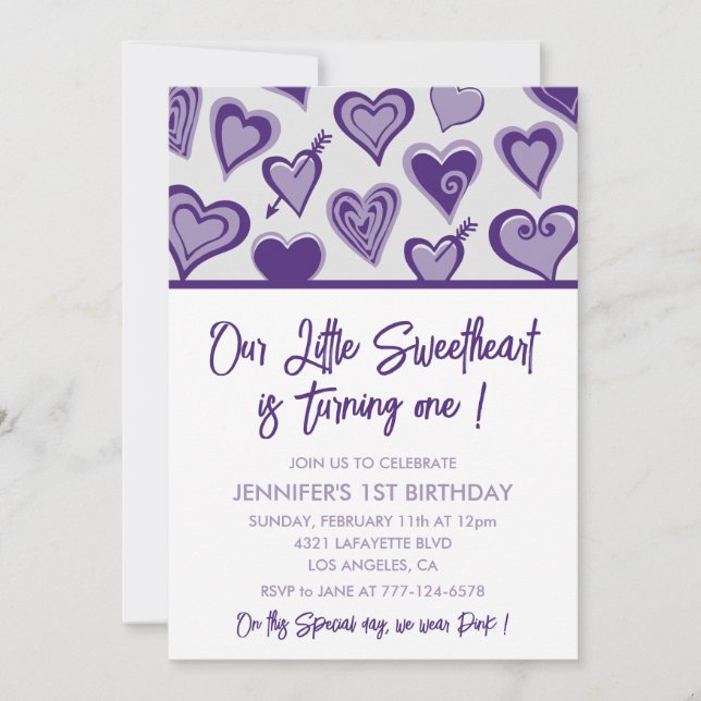 Invitación de cumpleaños número 1 día de San Valen (Anverso)