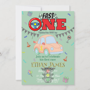 Invitación de cumpleaños número 1 editable de niño