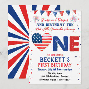Invitación de cumpleaños número 1 el 4 de julio