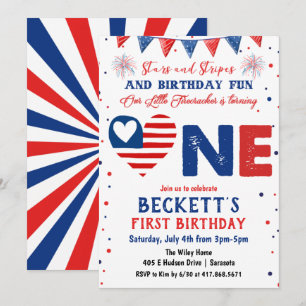 Invitación de cumpleaños número 1 el 4 de julio