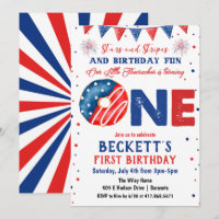 Invitación de cumpleaños número 1 el 4 de julio