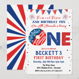 Invitación de cumpleaños número 1 el 4 de julio