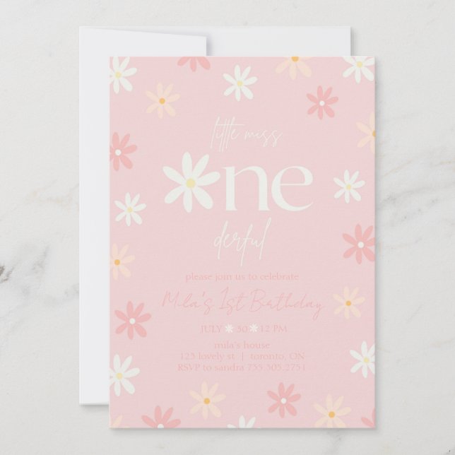 Invitación de cumpleaños número 1 estilo boho retr (Anverso)