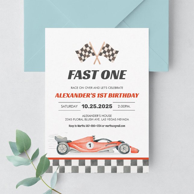 Invitación de cumpleaños número 1 Fast One de coch (Subido por el creador)