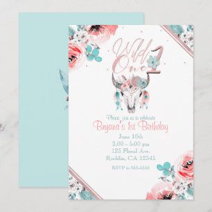 Invitación de cumpleaños número 1 floral boho chic