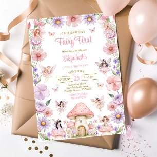 Invitación de cumpleaños número 1 floral para niña
