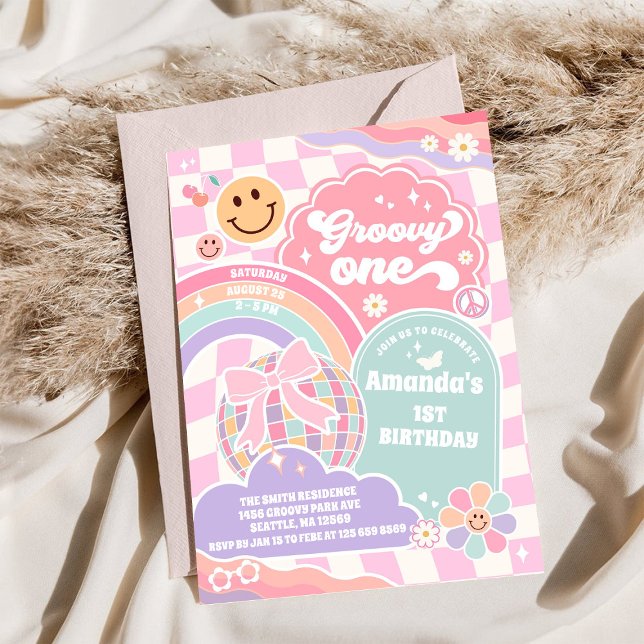 Invitación de cumpleaños número 1 Groovy One Disco (Subido por el creador)