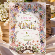 Invitación de cumpleaños número 1 jardín de hadas